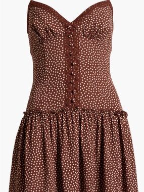 Reformation Brown Polka Dot Sweetheart Dress